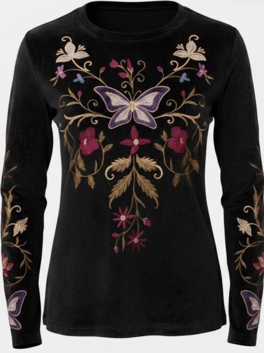 NWT Johnny Was Bounce Velour Carminia Top Small Butterfly Shirt Blouse $248